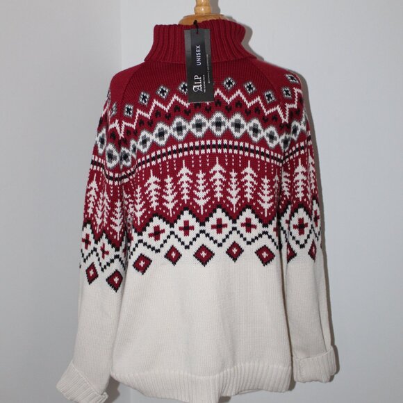 NWT ALP N ROCK Logan Fair Isle Turtleneck Sweater Knit Pullover Multi L UNISEX - Picture 3 of 6